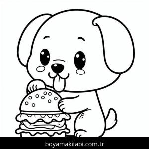 Hamburger boyama sayfası – çocuklar için, çizgi film temalı