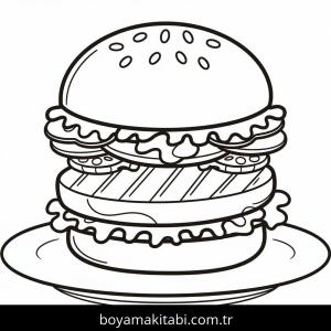 Hamburger boyama sayfası – yaratıcılığı geliştirir, keyifli zaman