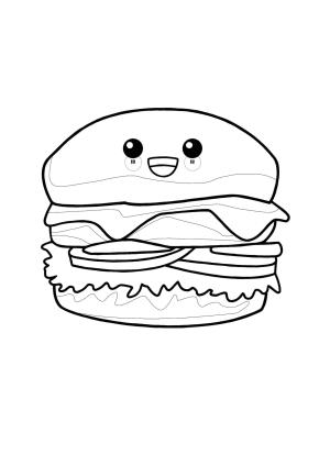 Hamburger boyama sayfası,  coloring page, Sevimli Hamburger, 