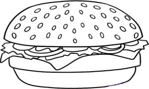 Hamburger boyama sayfası,  coloring page, Cheeseburger, 