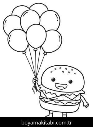 Hamburger boyama sayfası – boyama çalışması, yaratıcılığı geliştirir
