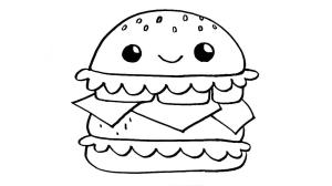 Hamburger boyama sayfası,  coloring page, Gülümseyen Hamburger, 