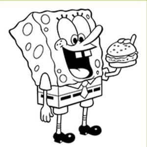 Hamburger boyama sayfası,  coloring page, Burger Tutan Sünger Bob, 