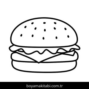 Hamburger boyama sayfası – keyifli zaman, renkli çizimler