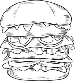 Hamburger boyama sayfası,  coloring page, Büyük Hamburger, 