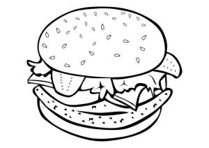 Hamburger boyama sayfası,  coloring page, Basit Hamburger, 