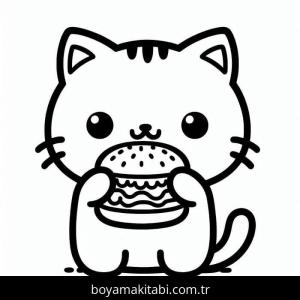 Hamburger boyama sayfası – el becerilerini geliştirir, boyama çalışması