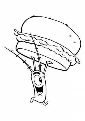 Hamburger boyama sayfası,  coloring page, Bir Burger ile Sheldon James Plankton, 