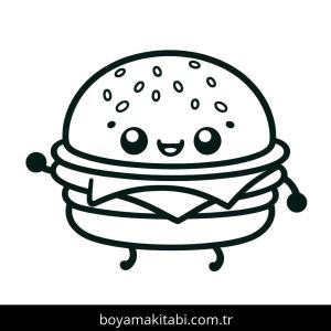 Hamburger boyama sayfası – eğlenceli etkinlik, el becerilerini geliştirir