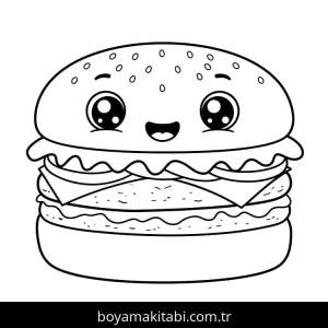 Hamburger boyama sayfası – evde etkinlik, ücretsiz yazdır