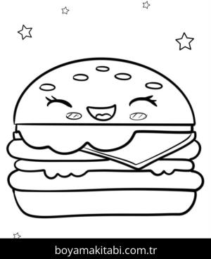 Hamburger boyama sayfası – okul öncesi, evde etkinlik