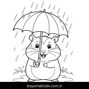 Hamster boyama sayfası – çizgi film temalı, basit çizim