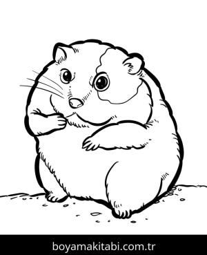 Hamster boyama sayfası – çizgi film temalı, basit çizim