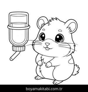 Hamster boyama sayfası – PDF indir, sevimli karakter