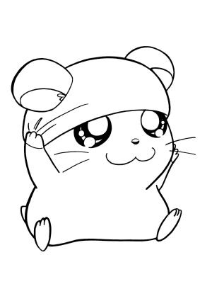 Hamster boyama sayfası,  coloring page, Sevimli Hamster Gülümseyerek, 