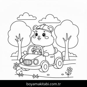 Hamster boyama sayfası – basit çizim, kolay boyama
