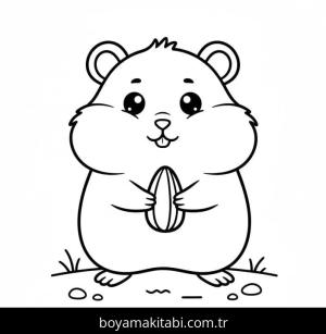Hamster boyama sayfası – basit çizim, kolay boyama