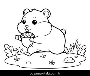 Hamster boyama sayfası – PDF indir, sevimli karakter