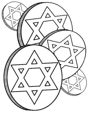 Hanuka boyama sayfası,  coloring page, Hanukkah Paraları, 