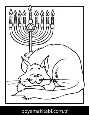Hanuka boyama sayfası – evde etkinlik, ücretsiz yazdır