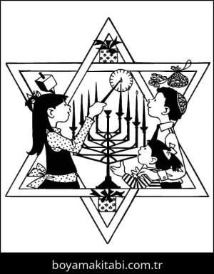 Hanuka boyama sayfası – ücretsiz yazdır, boyama etkinliği