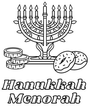 Hanuka boyama sayfası,  coloring page, Hanukkah Menorası, 