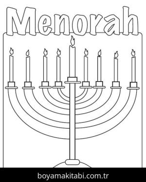 Hanuka boyama sayfası – çocuk aktivitesi, PDF indir