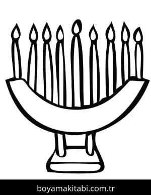 Hanuka boyama sayfası – keyifli zaman, renkli çizimler