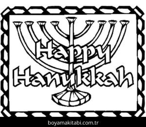 Hanuka boyama sayfası – basit çizim, kolay boyama