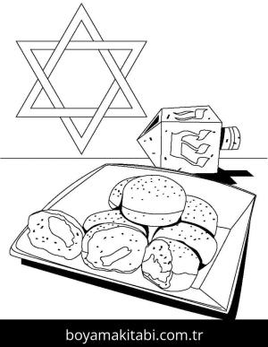 Hanuka boyama sayfası – çocuklar için, çizgi film temalı