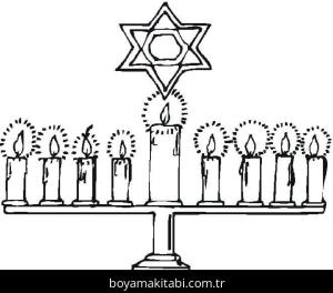 Hanuka boyama sayfası – renkli çizimler, okul öncesi