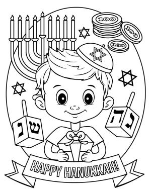 Hanuka boyama sayfası,  coloring page, Happy Hanukkah, 