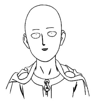 Saitama boyama sayfası,  coloring page, Gülümseyen Saitama, 