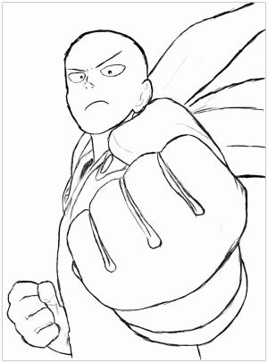 Saitama boyama sayfası,  coloring page, Saitama Yumruğu, 