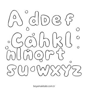 Harfler boyama sayfası – PDF indir, sevimli karakter