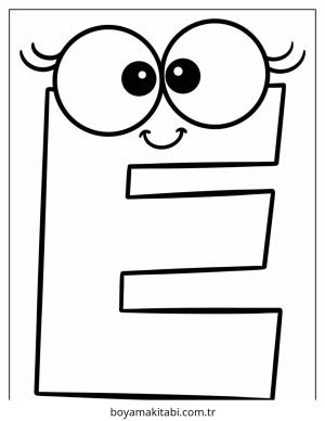 Harfler boyama sayfası – çizgi film temalı, basit çizim