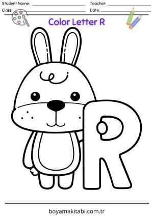 Harfler boyama sayfası – sevimli karakter, sanatsal çalışma