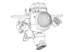 Harika Kanatlar boyama sayfası,  coloring page, Construction plane with a drill instead of a nose., 