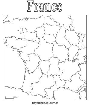 Harita boyama sayfası – sanatsal çalışma, çocuklar için