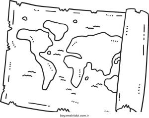 Harita boyama sayfası – çizgi film temalı, basit çizim