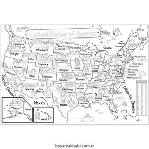 Harita boyama sayfası – okul öncesi, evde etkinlik