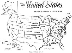 Harita boyama sayfası – boyama çalışması, yaratıcılığı geliştirir