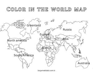 Harita boyama sayfası – boyama çalışması, yaratıcılığı geliştirir