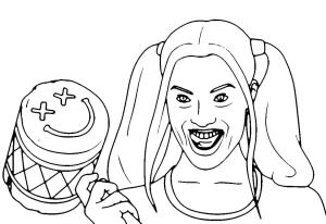 Harley Quinn boyama sayfası,  coloring page, Harley Quinn gülüyor, 