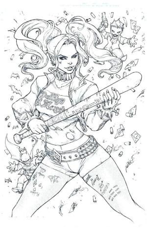 Harley Quinn boyama sayfası,  coloring page, Beyzbol Sopasıyla Harley Quinn, 