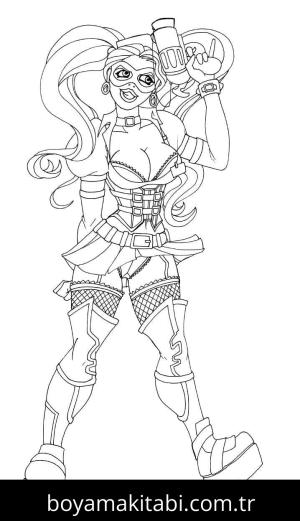 Harley Quinn boyama sayfası – evde etkinlik, ücretsiz yazdır