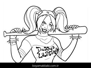 Harley Quinn boyama sayfası – okul öncesi, evde etkinlik