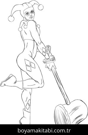 Harley Quinn boyama sayfası – boyama etkinliği, çocuk aktivitesi