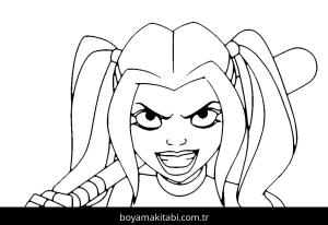 Harley Quinn boyama sayfası – renkli çizimler, okul öncesi
