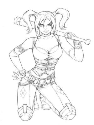 Harley Quinn boyama sayfası,  coloring page, Kötü Harley Quinn, 